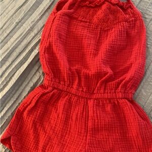 Red Sleeveless Romper